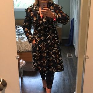 Sundance Black Embroidered Fit and Flare Coat